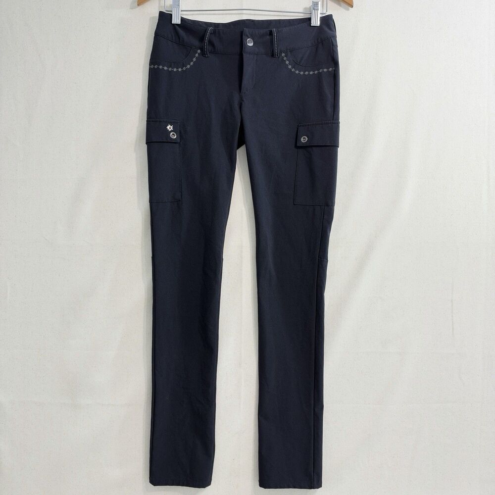 Alp N Rock Womens Size 1 Black Cargo Pants Bamboo Blend Stretch Embroidered